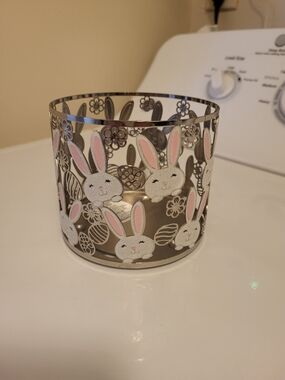 Bath & Body Works Silver Bunny Tea Light Holder with Pink Ears